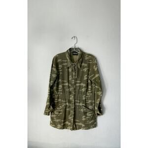 MONROW Camo Print Camouflage Camo Print Military Jacket Medium Distressed READ
